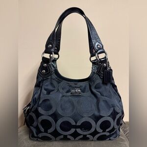 Vintage Y2K Coach Madison Maggje OP Art Hobo Signature Jacquard Shoulder Bag